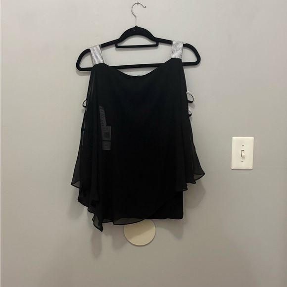 MSK Black Top with Silver Embellished Straps - Picture 4 of 13